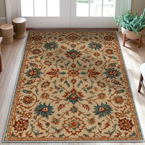 Fußmatte mit Blumenmuster, traditionell, klassisch, Blätterranke, Herbstbeige, rutschfeste Unterseite, für den Innenbereich, kein Ausfallen, für Badezimmer, Eingangsbereich, Küche, Nachttisch Fußmatte mit Blumenmuster, traditionell, klassisch, Blätterranke, Herbstbeige, rutschfeste Unterseite, für den Innenbereich, kein Ausfallen, für Badezimmer, Eingangsbereich, Küche, Nachttisch von Generic