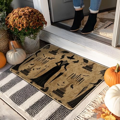 Fußmatte mit Gothic-Hexen-Motiv, schwarz, Halloween-Eingangsmatte für Innen- und Außendekoration, Gummi, rutschfest, staubabsorbierend, leicht zu reinigen, 73,2 x 43,2 cm Fußmatte mit Gothic-Hexen-Motiv, schwarz, Halloween-Eingangsmatte für Innen- und Außendekoration, Gummi, rutschfest, staubabsorbierend, leicht zu reinigen, 73,2 x 43,2 cm von Generic