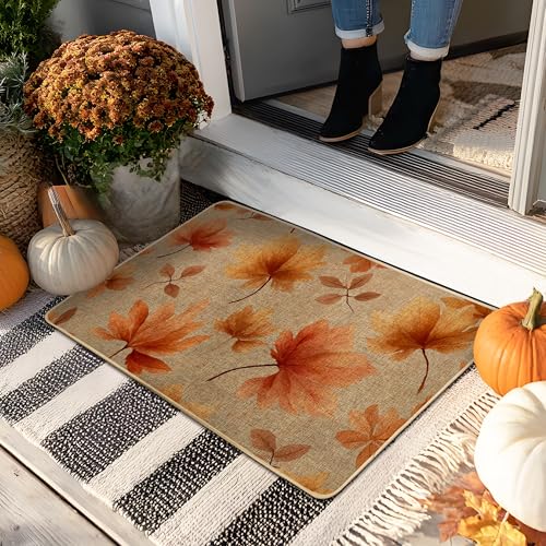 Fußmatte mit Herbstblättern, orangefarbenes und gelbes Blatt-Design für Außen- und Inneneingang, Herbstdekoration, Gummi, wasserdicht, rutschfest, staubabsorbierend, leicht zu reinigen, 73 x 43 cm Fußmatte mit Herbstblättern, orangefarbenes und gelbes Blatt-Design für Außen- und Inneneingang, Herbstdekoration, Gummi, wasserdicht, rutschfest, staubabsorbierend, leicht zu reinigen, 73 x 43 cm von Generic