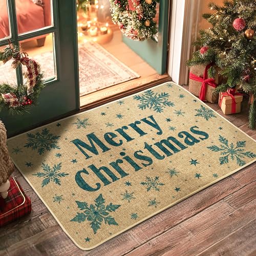 Fußmatte mit Weihnachtsschneeflocken, für den Innen- und Außenbereich, rustikale Dekoration, Gummi, wasserdicht, rutschfest, staubabweisend, leicht zu waschen, 73,2 x 43,2 cm Fußmatte mit Weihnachtsschneeflocken, für den Innen- und Außenbereich, rustikale Dekoration, Gummi, wasserdicht, rutschfest, staubabweisend, leicht zu waschen, 73,2 x 43,2 cm von Generic