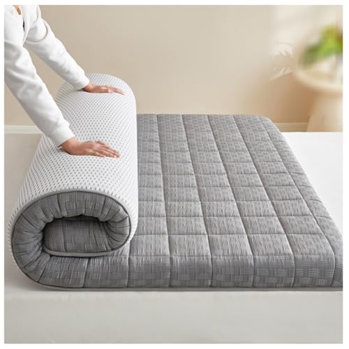 Futonmatratze Japanisch Flauschige Boden-Roll-Up-Schlafunterlagen Tatami-Schlafsofa Tragbare Matte Faltbares Gästebett Futon(Gray,90 * 200cm(5cm)) von Generic