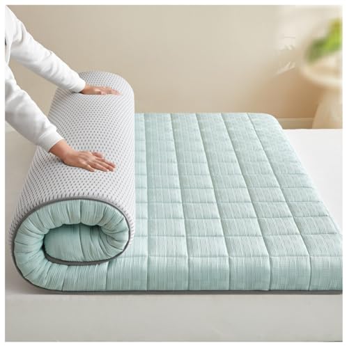 Futonmatratze Japanisch Flauschige Boden-Roll-Up-Schlafunterlagen Tatami-Schlafsofa Tragbare Matte Faltbares Gästebett Futon(Green,90 * 200cm(5cm)) von Generic