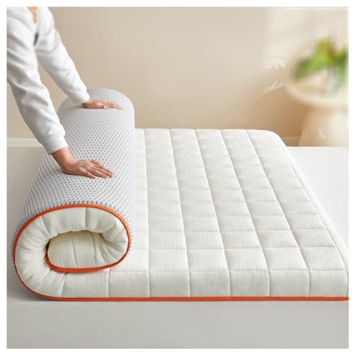 Futonmatratze Japanisch Flauschige Boden-Roll-Up-Schlafunterlagen Tatami-Schlafsofa Tragbare Matte Faltbares Gästebett Futon(White,90 * 200cm(5cm)) von Generic