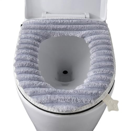 Fuzzy WC-Sitzpolster – Gepolsterter WC-Sitz mit Griff, tragbarer WC-Sitzbezug, wiederverwendbares WC-Kissen, Plüsch-Badezimmersitzbezug, bequemes WC-Sitzpolster für Zuhause, Studio, Hotel, Reisen von Generic