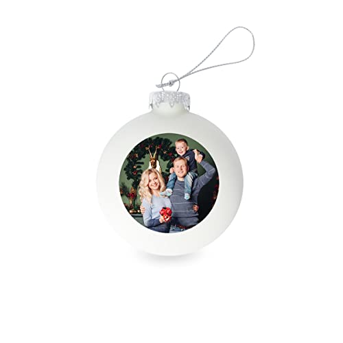 GE24 Weihnachtskugel individuell mit ihrem Text oder Foto - Ø 9cm aus Glas - Christbaumkugel mit Digitaldruck (Seidenmatt) (Weiß, 6) von Generic