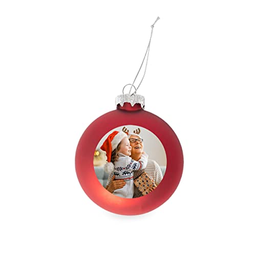 GE24 Weihnachtskugel individuell mit ihrem Text oder Foto - Ø 9cm aus Glas - Christbaumkugel mit Digitaldruck (Seidenmatt) (Rot, 12) von Generic