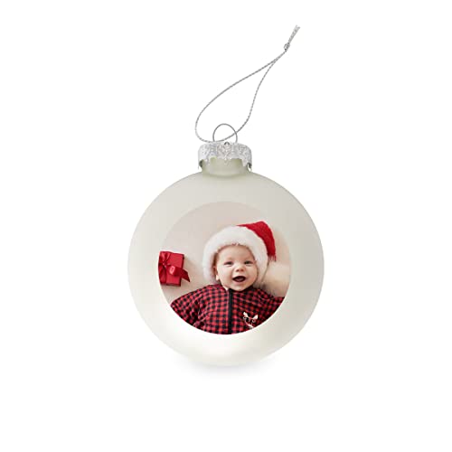 GE24 Weihnachtskugel individuell mit ihrem Text oder Foto - Ø 9cm aus Glas - Christbaumkugel mit Digitaldruck (Seidenmatt) (Silber, 6) von Generic