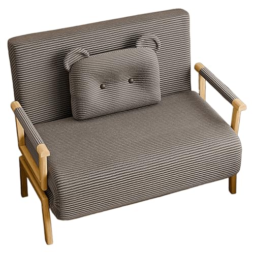 Gästebett 1 Personen Klappbar mit 6-Fach Verstellbarer Rückenlehne Cordstoff Chaiselongue Sofa mit Schlaffunktion Ergonomisches Schlafsofa für Büro und Zuhause(Gray,190 * 100 * 29cm) von Generic
