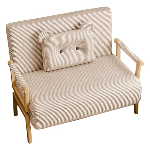 Gästebett 1 Personen Klappbar mit 6-Fach Verstellbarer Rückenlehne Cordstoff Chaiselongue Sofa mit Schlaffunktion Ergonomisches Schlafsofa für Büro und Zuhause(Khaki,190 * 100 * 29cm) von Generic