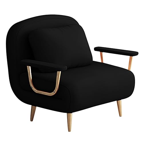 Gästebett 1 Personen Klappbar mit 6-Fach Verstellbarer Rückenlehne Klappsofa mit Schlaffunktion Klein Liegesessel für Den Einsatz zu Hause und im Büro(Black,190 * 82 * 32cm) von Generic