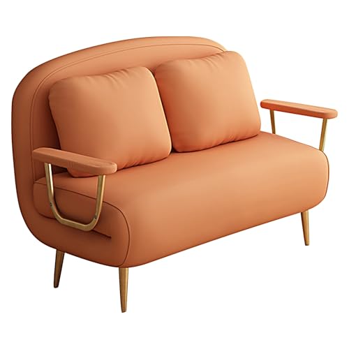 Gästebett 1 Personen Klappbar mit 6-Fach Verstellbarer Rückenlehne Klappsofa mit Schlaffunktion Klein Liegesessel für Den Einsatz zu Hause und im Büro(Orange,190 * 102 * 32cm) von Generic
