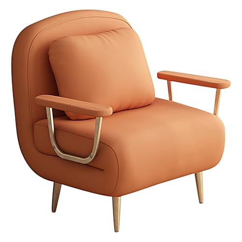 Gästebett 1 Personen Klappbar mit 6-Fach Verstellbarer Rückenlehne Klappsofa mit Schlaffunktion Klein Liegesessel für Den Einsatz zu Hause und im Büro(Orange,190 * 72 * 32cm) von Generic