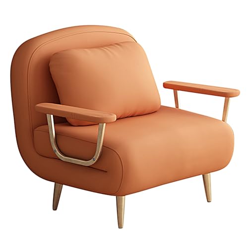 Gästebett 1 Personen Klappbar mit 6-Fach Verstellbarer Rückenlehne Klappsofa mit Schlaffunktion Klein Liegesessel für Den Einsatz zu Hause und im Büro(Orange,190 * 82 * 32cm) von Generic