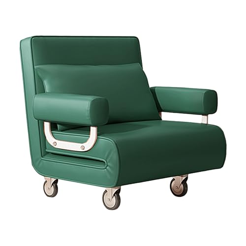 Gästebett Klappbar 6in1 mit Rädern Sessel mit Schlaffunktion Chaiselongue Sofa mit 6-Stufig Verstellbare Rückenlehne Liegesessel für Zuhause und Büro(Green,186 * 127 * 26cm) von Generic