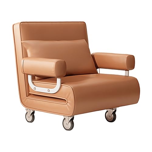 Gästebett Klappbar 6in1 mit Rädern Sessel mit Schlaffunktion Chaiselongue Sofa mit 6-Stufig Verstellbare Rückenlehne Liegesessel für Zuhause und Büro(Orange,186 * 127 * 26cm) von Generic