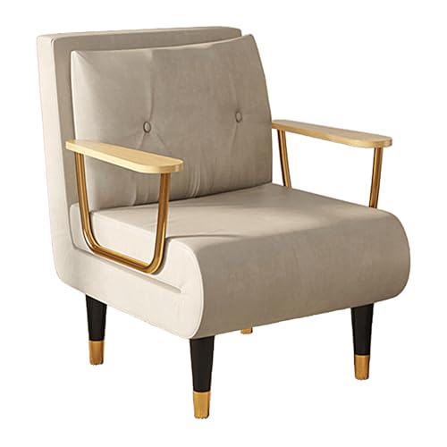 Gästebett Klappbar mit 6-Fach Verstellbarer Rückenlehne Schlafsessel mit Bettfunktion und Armlehnen Techno Fabrics Chaiselongue Sofa für Nickerchen, Entspannen(Beige,190 * 68 * 30cm) von Generic