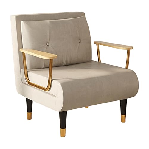 Gästebett Klappbar mit 6-Fach Verstellbarer Rückenlehne Schlafsessel mit Bettfunktion und Armlehnen Techno Fabrics Chaiselongue Sofa für Nickerchen, Entspannen(Beige,190 * 80 * 30cm) von Generic