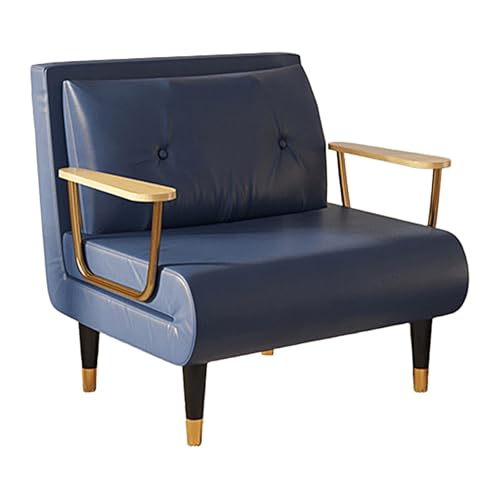 Gästebett Klappbar mit 6-Fach Verstellbarer Rückenlehne Schlafsessel mit Bettfunktion und Armlehnen Techno Fabrics Chaiselongue Sofa für Nickerchen, Entspannen(Blue,190 * 100 * 30cm) von Generic