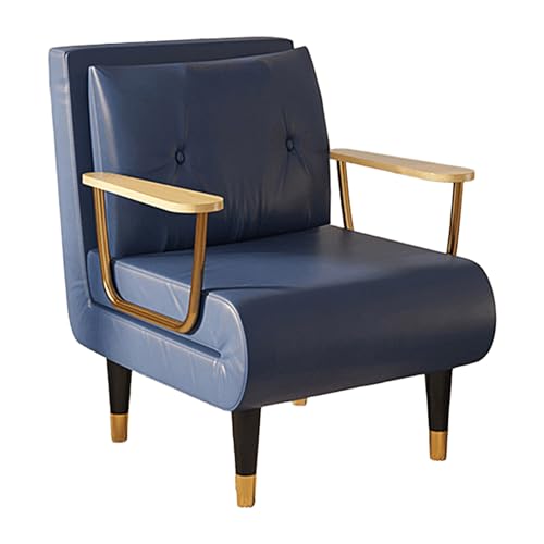 Gästebett Klappbar mit 6-Fach Verstellbarer Rückenlehne Schlafsessel mit Bettfunktion und Armlehnen Techno Fabrics Chaiselongue Sofa für Nickerchen, Entspannen(Blue,190 * 68 * 30cm) von Generic