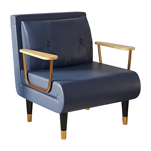 Gästebett Klappbar mit 6-Fach Verstellbarer Rückenlehne Schlafsessel mit Bettfunktion und Armlehnen Techno Fabrics Chaiselongue Sofa für Nickerchen, Entspannen(Blue,190 * 80 * 30cm) von Generic