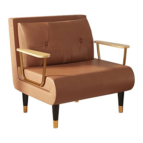 Gästebett Klappbar mit 6-Fach Verstellbarer Rückenlehne Schlafsessel mit Bettfunktion und Armlehnen Techno Fabrics Chaiselongue Sofa für Nickerchen, Entspannen(Brown,190 * 100 * 30cm) von Generic