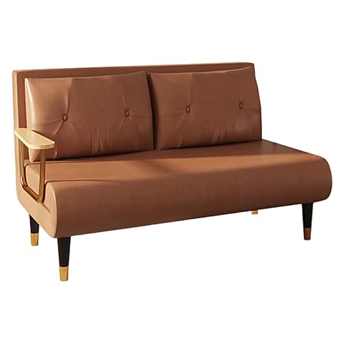 Gästebett Klappbar mit 6-Fach Verstellbarer Rückenlehne Schlafsessel mit Bettfunktion und Armlehnen Techno Fabrics Chaiselongue Sofa für Nickerchen, Entspannen(Brown,190 * 120 * 30cm) von Generic