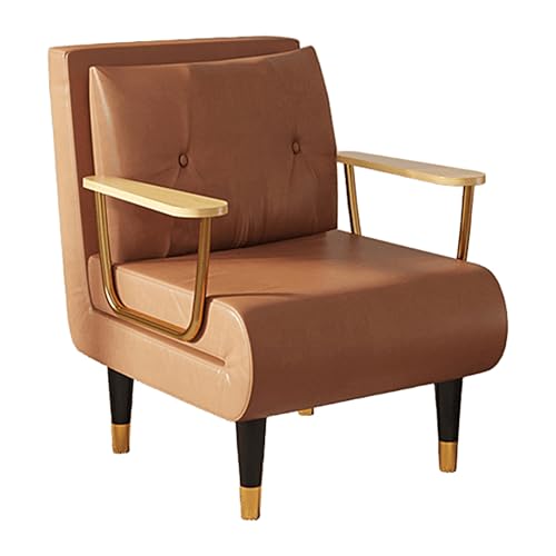 Gästebett Klappbar mit 6-Fach Verstellbarer Rückenlehne Schlafsessel mit Bettfunktion und Armlehnen Techno Fabrics Chaiselongue Sofa für Nickerchen, Entspannen(Brown,190 * 68 * 30cm) von Generic