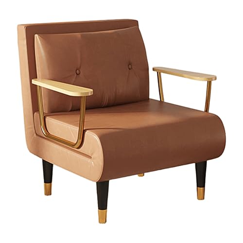 Gästebett Klappbar mit 6-Fach Verstellbarer Rückenlehne Schlafsessel mit Bettfunktion und Armlehnen Techno Fabrics Chaiselongue Sofa für Nickerchen, Entspannen(Brown,190 * 80 * 30cm) von Generic