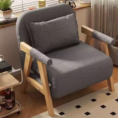 Gästebett Schlafsessel Mit Bettfunktion Schlafsofa Umwandelbar 5-Fach Verstellbare Rückenlehne Massivholzrahmen Rebound-Schaumpolsterung Inklusive Kissen(Dark Gray) von Generic