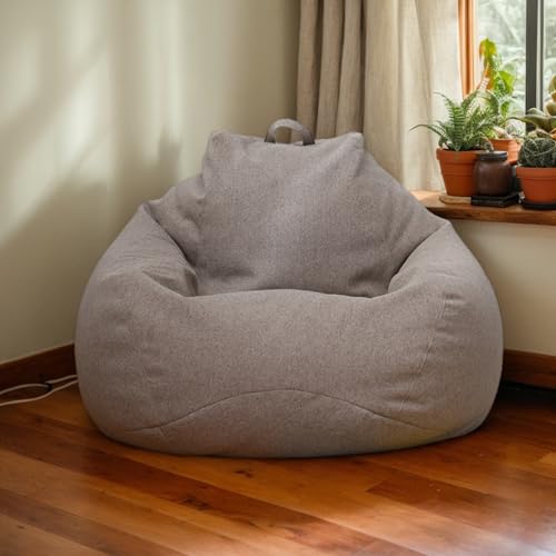 Gaming Sitzsack Bezug Samt Material Keine Füllung Weich Waschbar Verdickt Mit Reißverschluss Geeignet Für Schlafzimmer Wohnzimmer Büro Terrasse Teenager Erwachsene,Braun,80 * 90cm von Generic