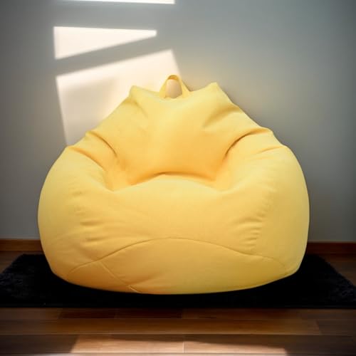 Gaming Sitzsack Bezug Samt Material Keine Füllung Weich Waschbar Verdickt Mit Reißverschluss Geeignet Für Schlafzimmer Wohnzimmer Büro Terrasse Teenager Erwachsene,Gelb,90 * 110cm von Generic