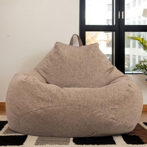 Gaming Sitzsackabdeckung Ohne Füllung Samtmaterial Weich Verdickt Waschbar Stretch Reißverschluss Einfarbig Terrasse Wohnzimmer Schlafzimmer Büro Teenager Erwachsene,Braun,105 * 115cm von Generic
