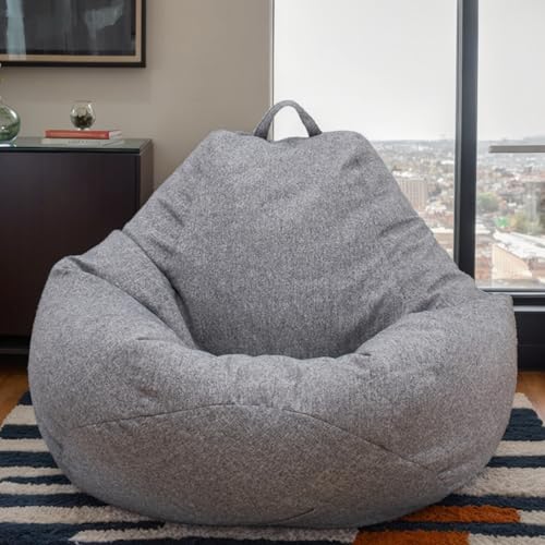 Gaming Sitzsackabdeckung Ohne Füllung Samtmaterial Weich Verdickt Waschbar Stretch Reißverschluss Einfarbig Terrasse Wohnzimmer Schlafzimmer Büro Teenager Erwachsene,Grey 1,80 * 90cm von Generic