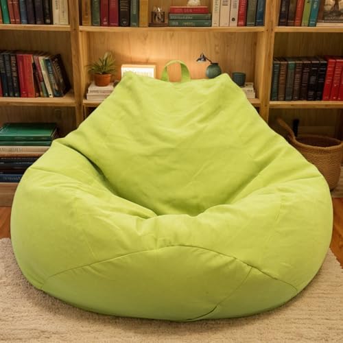 Gaming Sitzsackabdeckung Ohne Füllung Samtmaterial Weich Verdickt Waschbar Stretch Reißverschluss Einfarbig Terrasse Wohnzimmer Schlafzimmer Büro Teenager Erwachsene,Grün,90 * 110cm von Generic