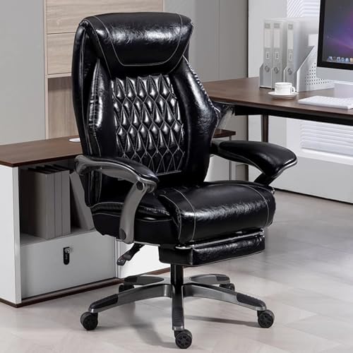 Gaming Stuhl, Großer Gaming Chair, Ergonomischer Bürostuhl mit Fußstütze, Gaming Stuhl, Ergonomischer Videospiel-Computerstuhl mit Fußstütze und Bequemer Lordosenstütze, für Büro, Arbeitszimmer(Black) von Generic