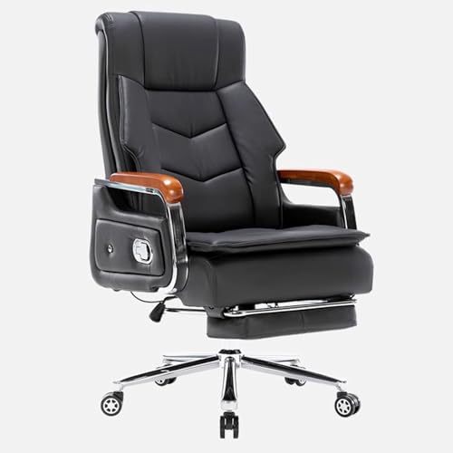 Gaming Stuhl Bürostuhl Ergonomisch Computerstuhl, Höhenverstellbar, mit Armlehnen aus Massivholz und Dicker Kopfstütze, für Arbeitszimmer, Spiele, Büro (schwarz)(Black) von Generic