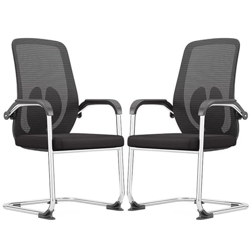 Gaming Stuhl Ergonomisch Komfortabel Einstellbar Verstellbare, Mesh Space Air Grid-Stuhl mit Mittlerer Rückenlehne Ohne Räder, Design mit Festen Armlehnen (2er-Pack)(Black) von Generic