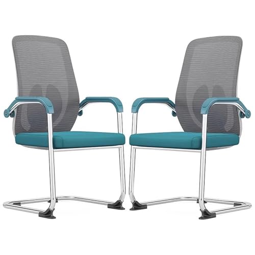 Gaming Stuhl Ergonomisch Komfortabel Einstellbar Verstellbare, Mesh Space Air Grid-Stuhl mit Mittlerer Rückenlehne Ohne Räder, Design mit Festen Armlehnen (2er-Pack)(Blue) von Generic