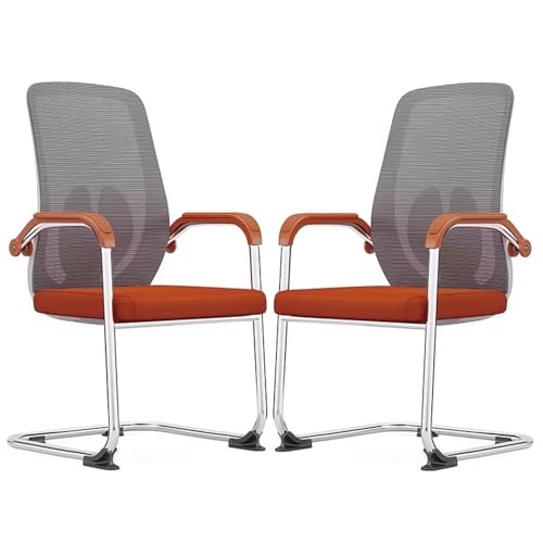 Gaming Stuhl Ergonomisch Komfortabel Einstellbar Verstellbare, Mesh Space Air Grid-Stuhl mit Mittlerer Rückenlehne Ohne Räder, Design mit Festen Armlehnen (2er-Pack)(Brown) von Generic