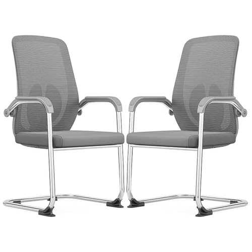 Gaming Stuhl Ergonomisch Komfortabel Einstellbar Verstellbare, Mesh Space Air Grid-Stuhl mit Mittlerer Rückenlehne Ohne Räder, Design mit Festen Armlehnen (2er-Pack)(Gray) von Generic