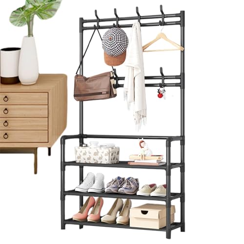 Garderobenständer Mit Regalen, Kleidung Und Schuhregale | Garderobenständer Mit Mit Haken | Standstehend Stoffhänger Im Schlafzimmer Stativ Kleiderbügel Im Schlafsaal Garderobenständer Mit Regalen, Kleidung Und Schuhregale | Garderobenständer Mit Mit Haken | Standstehend Stoffhänger Im Schlafzimmer Stativ Kleiderbügel Im Schlafsaal von Generic