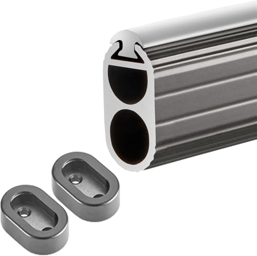 Garderobenstange Zusätzliche Aufhängestange Für Schrank rutschfeste Ovale Kleiderstange Wandmontierte Hochleistungsmetall-dienerstange Garderobensystem Halterung, Dark Gray, 140cm(55 1/8") Length von Generic