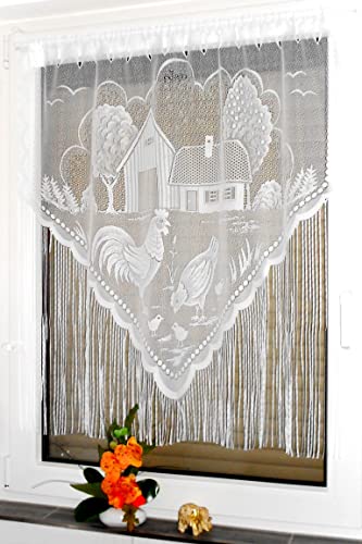 Gardine Store Bistrogardine Scheibengardine Vorhang weiß Bauernhof (100 x 100 cm) von Generic