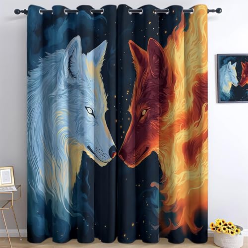 Gardinen Blickdichte Vorhänge Schlafzimmer Ösen Thermo Vorhang Kälteschutz Verdunkelung H 200 x B 70 cm 2er Pack Weiß Rot Schöner Weicher Verdunklungsvorhänge Fantasie Tier Wolf Gardinen Blickdichte Vorhänge Schlafzimmer Ösen Thermo Vorhang Kälteschutz Verdunkelung H 200 x B 70 cm 2er Pack Weiß Rot Schöner Weicher Verdunklungsvorhänge Fantasie Tier Wolf von Generic