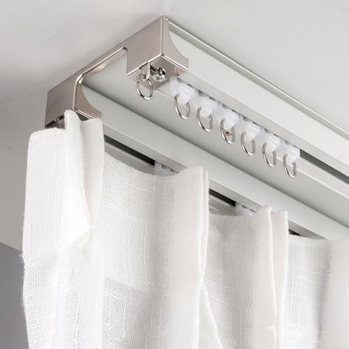 Gardinenschiene Deckenvorhangschiene, verbundene doppelt montierte Doppelschienen, schwere verbundene Stange für Wohnzimmer, Schlafzimmer, Raumteiler Gardinenschiene Deckenvorhangschiene, verbundene doppelt montierte Doppelschienen, schwere verbundene Stange für Wohnzimmer, Schlafzimmer, Raumteiler von Generic