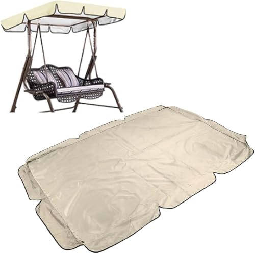 Garten 2 3-sitzer Schaukelsitz Stuhl Ersatz Baldachin Dachabdeckung Wasserdicht Uv-beständiges Außenschwingdach Ersatz-Sonnenschutz, Beige, 142x120x18cm von Generic