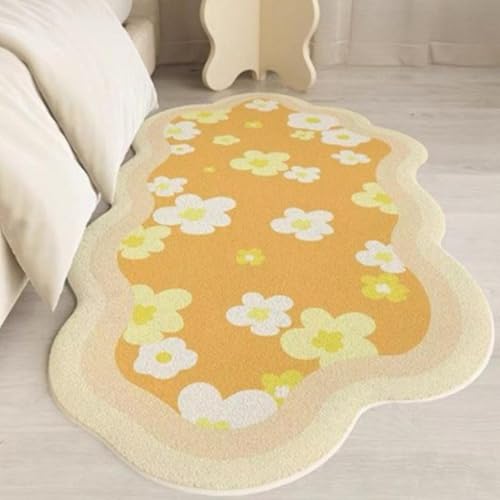 Garten Blume Geformt Indoor Matte Schlafzimmer Boden Teppich Nicht Rutschen Waschbar Bereich Teppich Für Zimmer Spielzimmer Wohnzimmer Eingangsbereich(Pattern C,100x200cm) von Generic