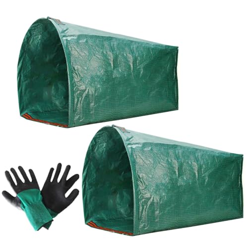 Garten Müllsäcke wiederverwendbare - Garten Müllsäcke | Hof-Tasche Sacks | Blatt Dustpan | 2 Stücke Müllstaubplatte mit Handschuhen für Rasen Rasen verlässt Junk Mähdrescher Terrasse Bauernhof Arbeit von Generic