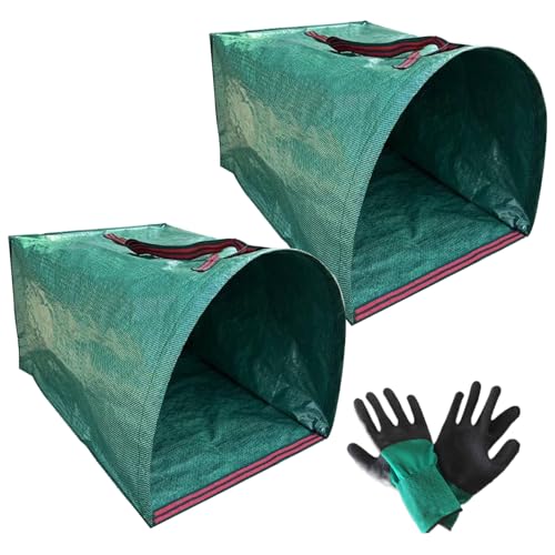 Garten Müllsäcke wiederverwendbare - Garten Müllsäcke | Hof-Tasche Sacks | Blatt Dustpan | 2 Stücke Müllstaubplatte mit Handschuhen für Rasen Rasen verlässt Junk Mähdrescher Terrasse Bauernhof Arbeit von Generic