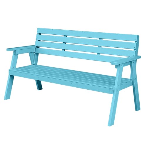 Gartenbank 2-Sitzer Holzbank mit Armlehnen & Rückenlehne - Wetterfeste Sitzbank Bis 300kg Belastbar für Terrassen Gärten Rasen Veranda(Blue,120 * 60 * 85cm) von Generic
